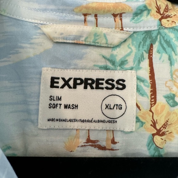 Express Mens Hawaiian Aloha Short Sleeve Button Up Shirt XL EUC - Picture 3 of 4